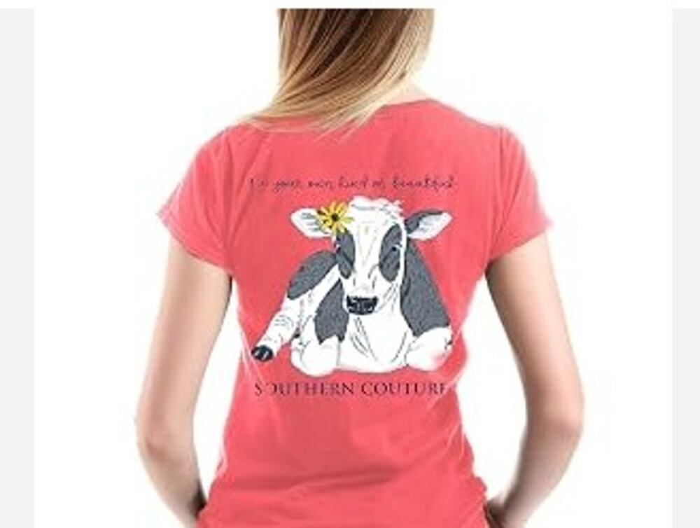 Southern Couture Coral Tee Cow "Be Your Own Kind Of Beautiful" -Size Medium NWT